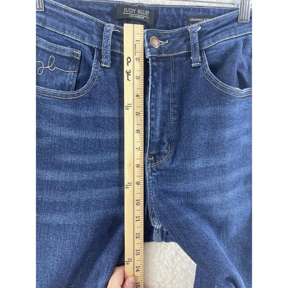 Judy Blue Jeans Women’s Size 11/30 Dark Blue Cropped Straight JB88375 Raw Hem - Picture 4 of 10